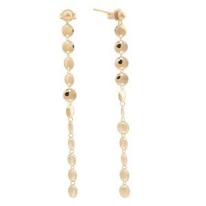 GOLDEN CLEF Gold Made In Italy 14k Gold Long Disc Linear Earrings